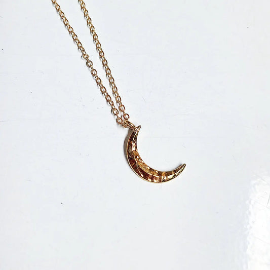 Large Hammered Moon Necklace