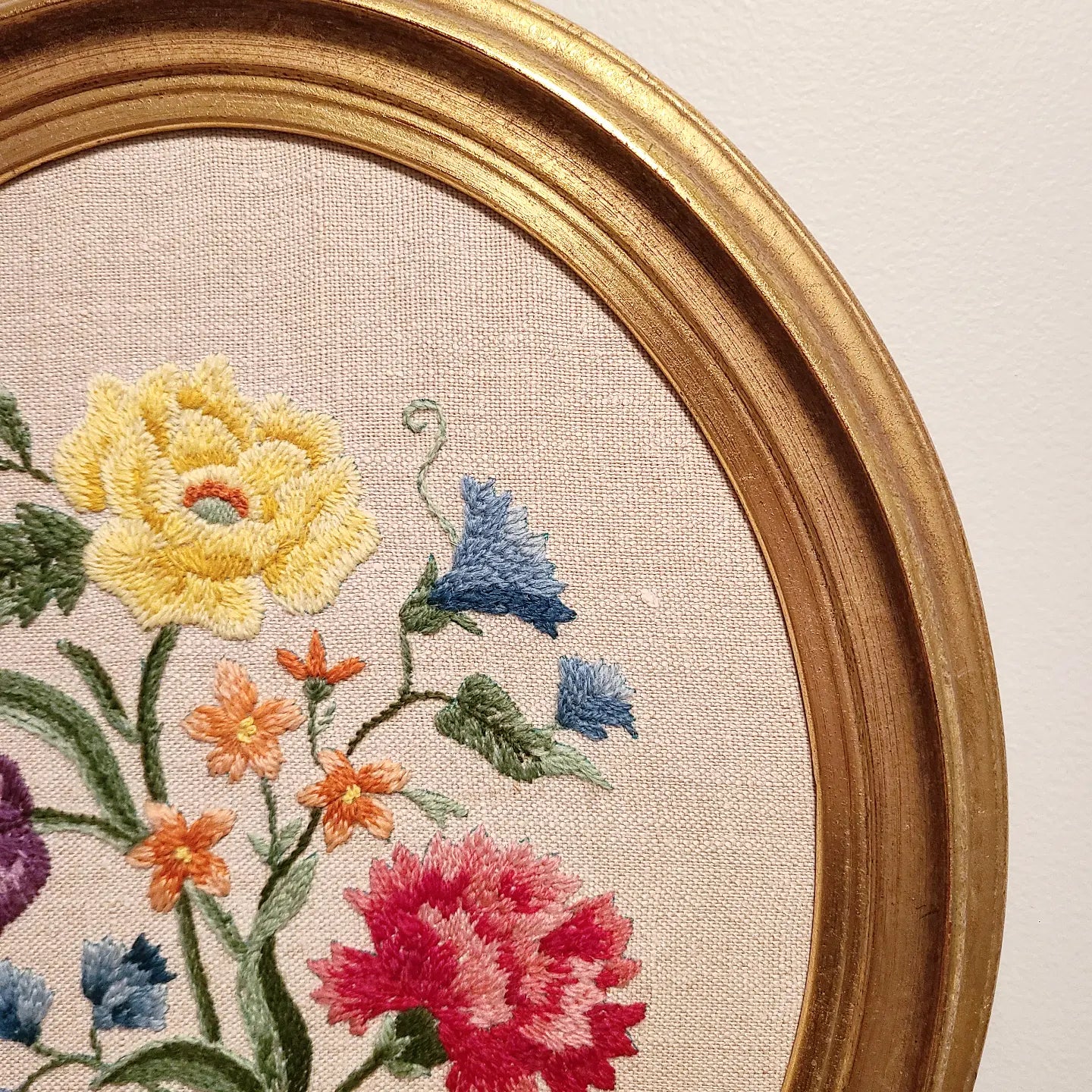 Botanical Needlework in Gold Frame